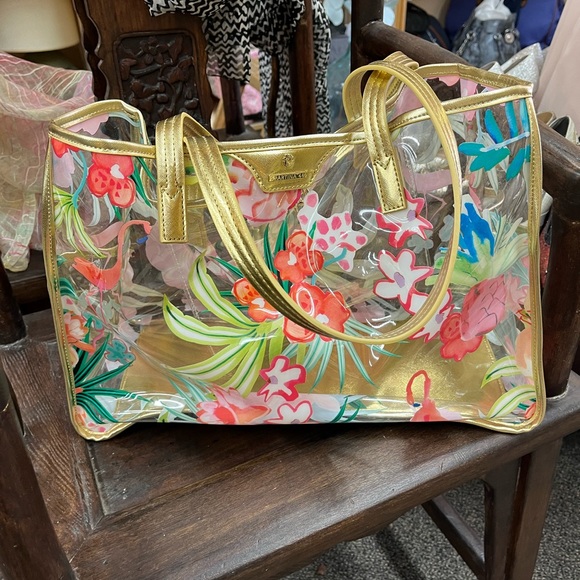 Spartina 449 clear purse with floral design